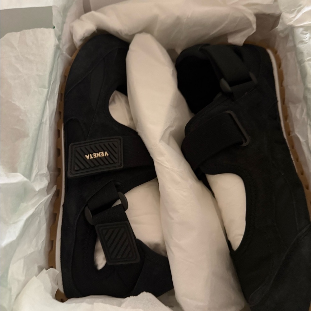 Bottega Veneta Black Suede Low-Top Mary Jane Sneakers